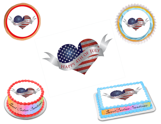 4th of July Edible Image Frosting Sheet #41 (70+ sizes)