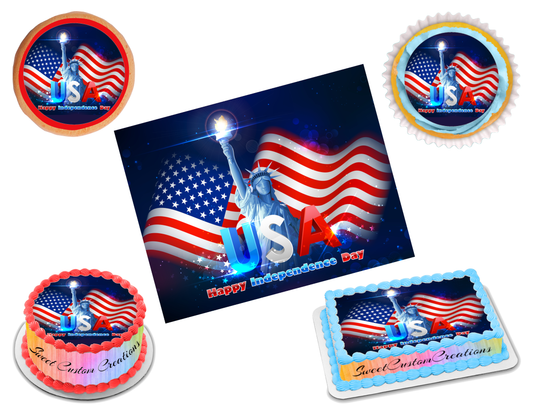 4th of July Edible Image Frosting Sheet #42 (70+ sizes)