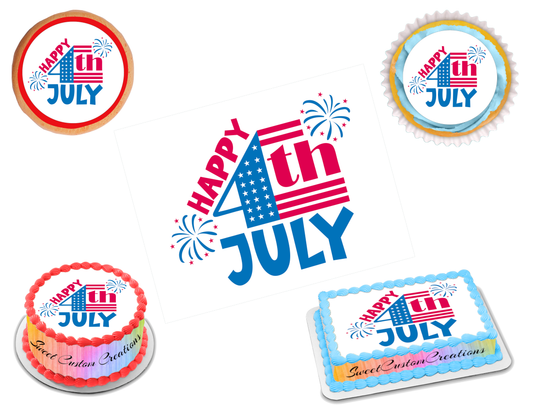 4th of July Edible Image Frosting Sheet #47 (70+ sizes)