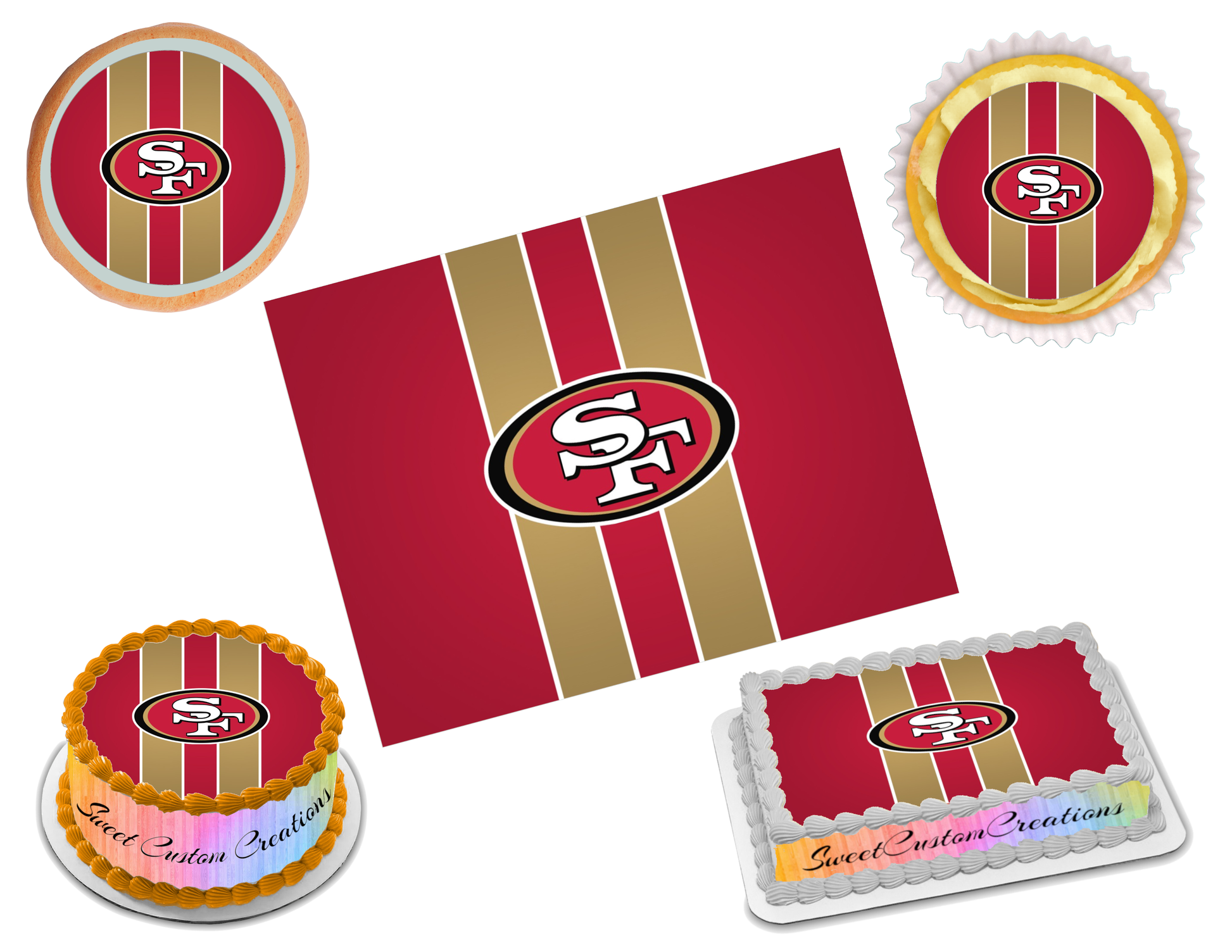 San Francisco 49ers Birthday Cake Topper Sports Party Custom Cake Toppers