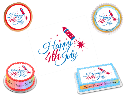 4th of July Edible Image Frosting Sheet #48 (70+ sizes)