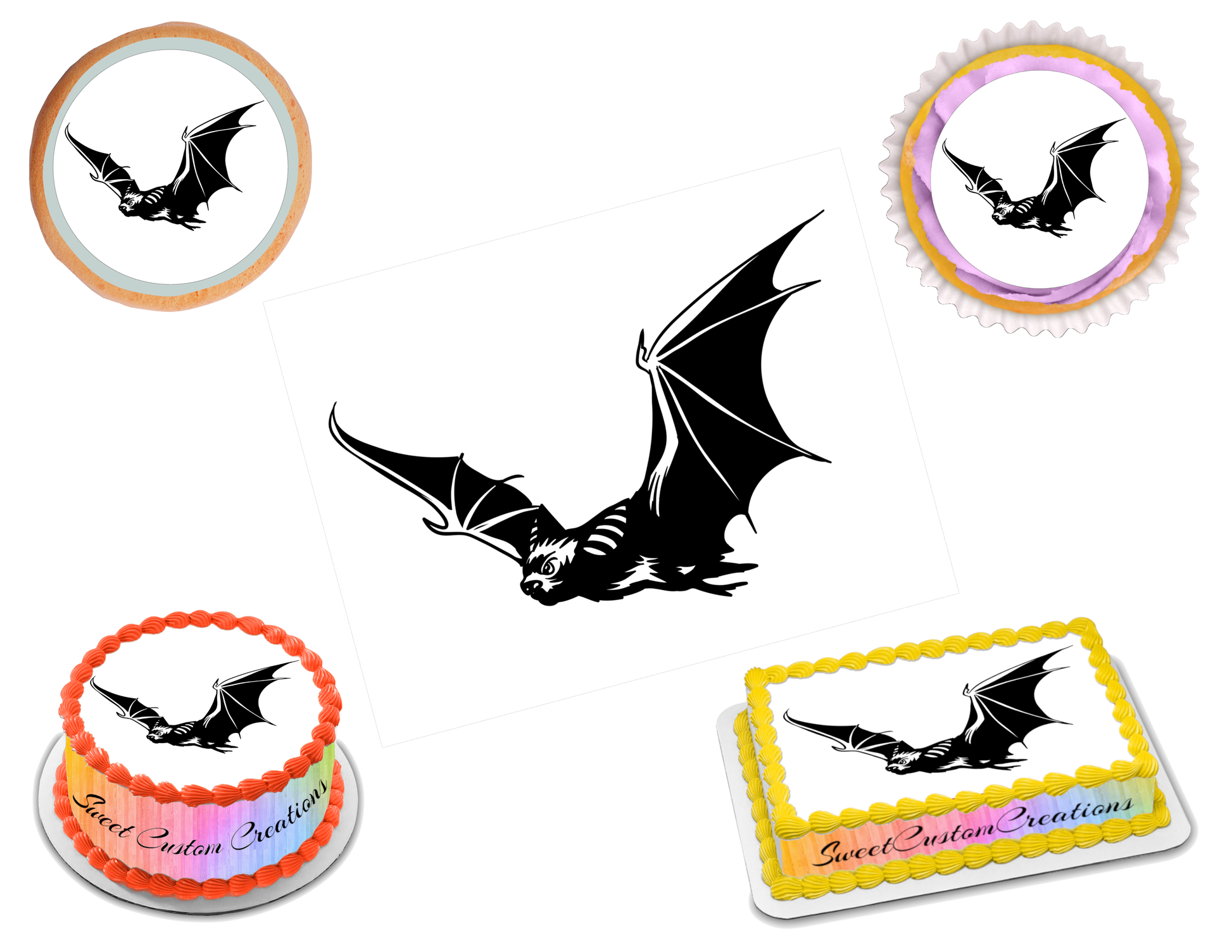 Bat Halloween Edible Image Frosting Sheet #1 (70+ sizes)