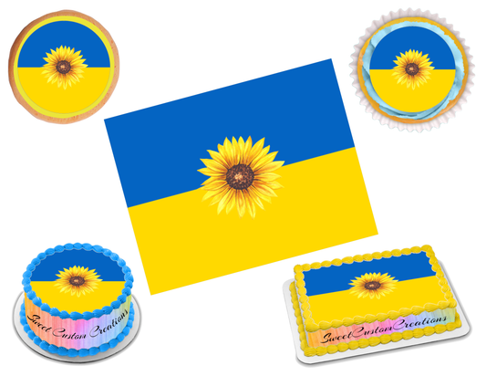Ukraine Flag Sunflower Edible Image Frosting Sheet #4 (70+ sizes)