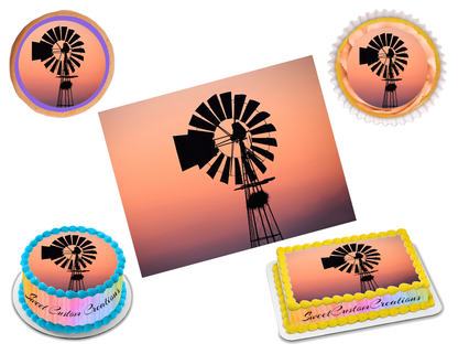 Windpump Windmill Edible Image Frosting Sheet #4 (70+ sizes)