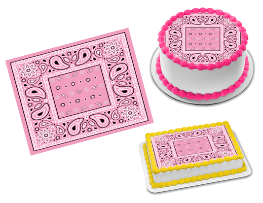 Bandana Light Pink Edible Image Frosting Sheet #5 Topper (70+ sizes)