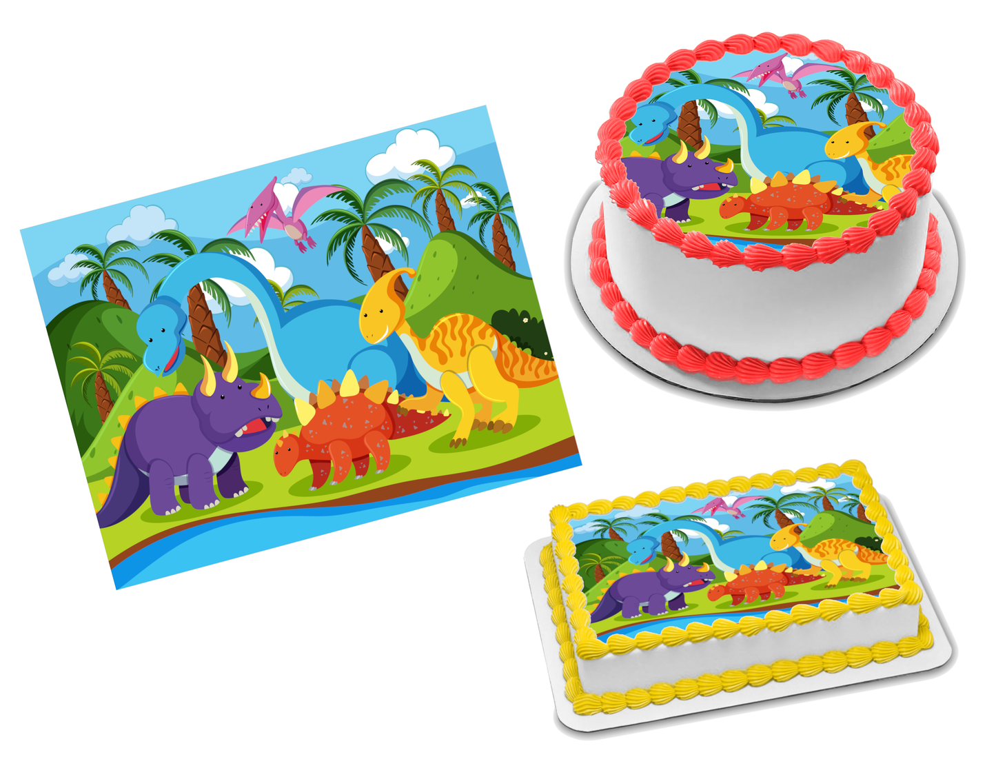 Dinosaurs Edible Image Frosting Sheet #5 Topper (70+ sizes)