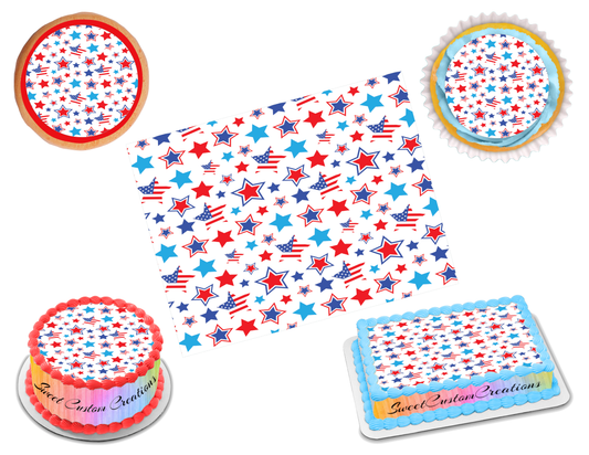 4th of July Edible Image Frosting Sheet #51 (70+ sizes)