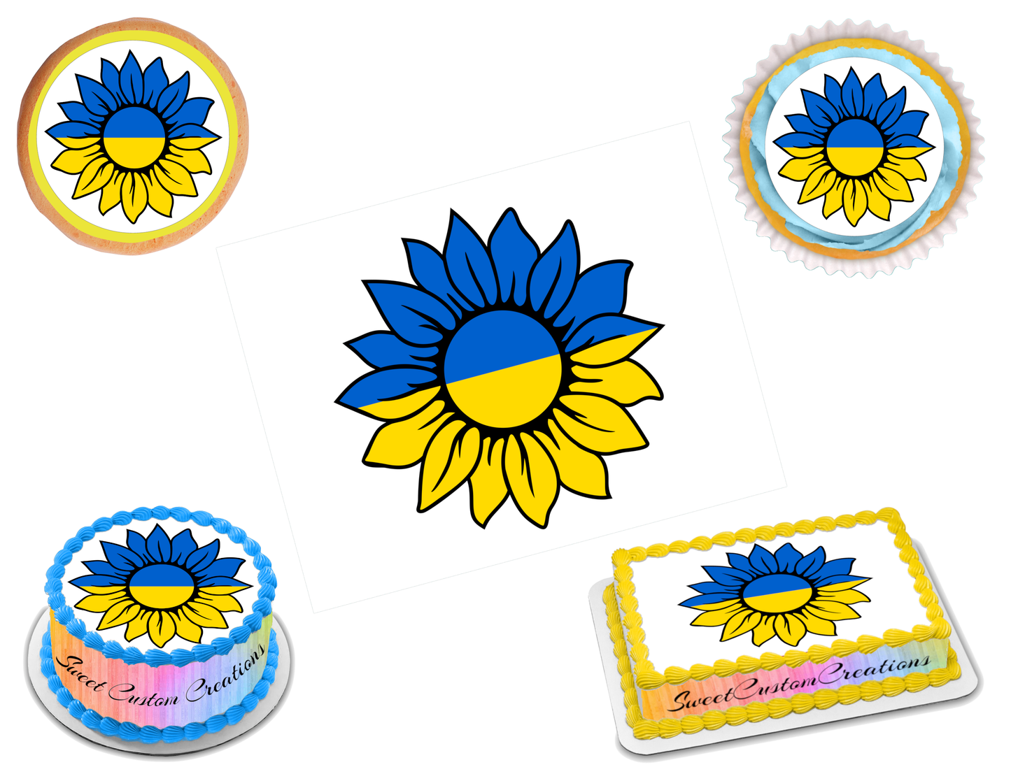 Ukraine Sunflower Edible Image Frosting Sheet #5 (70+ sizes)