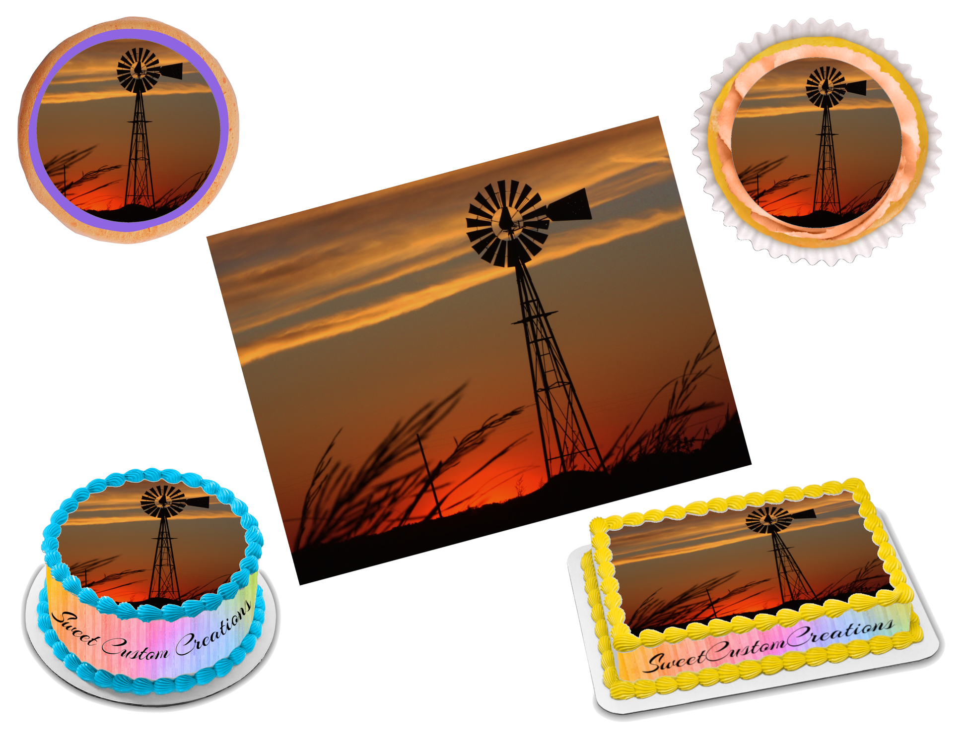 Windpump Windmill Edible Image Frosting Sheet #5 (70+ sizes)