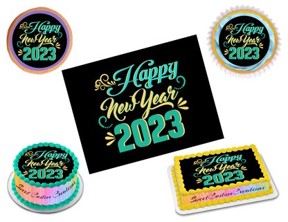 2023 New Years Edible Image Frosting Sheet #5 Topper (70+ sizes)