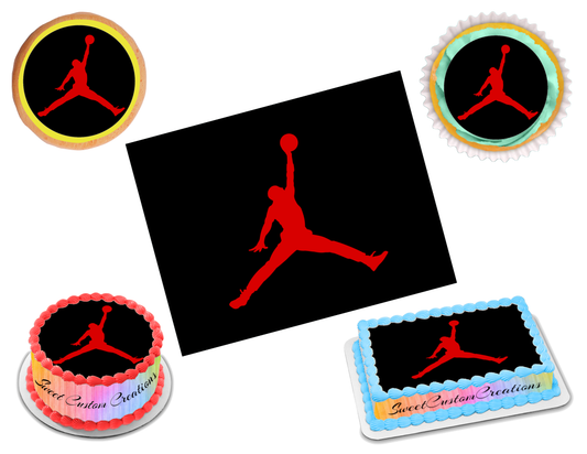 Jordan Jumpman Red Edible Image Frosting Sheet #5 (70+ sizes)