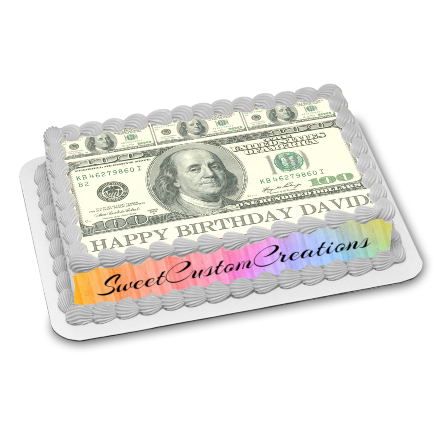 100 Dollar Bill Edible Image Frosting Sheet #5 (80+ sizes)