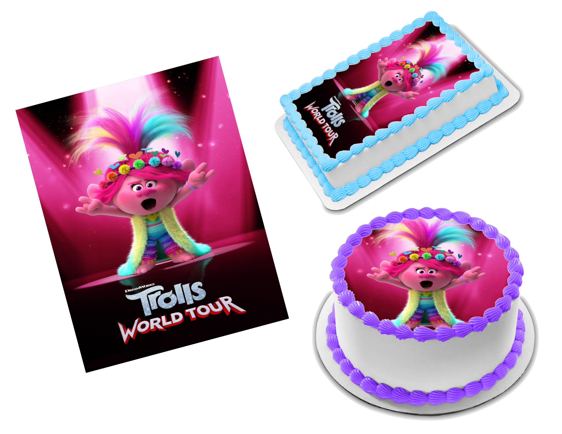 Poppy Trolls World Tour Edible Image Frosting Sheet #6 (70+ sizes)