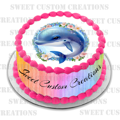 Dolphin Edible Image Frosting Sheet #60 Topper (70+ sizes)