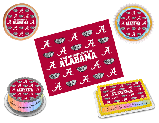 Alabama Crimson Tide Edible Image Frosting Sheet #6 Topper (70+ sizes)