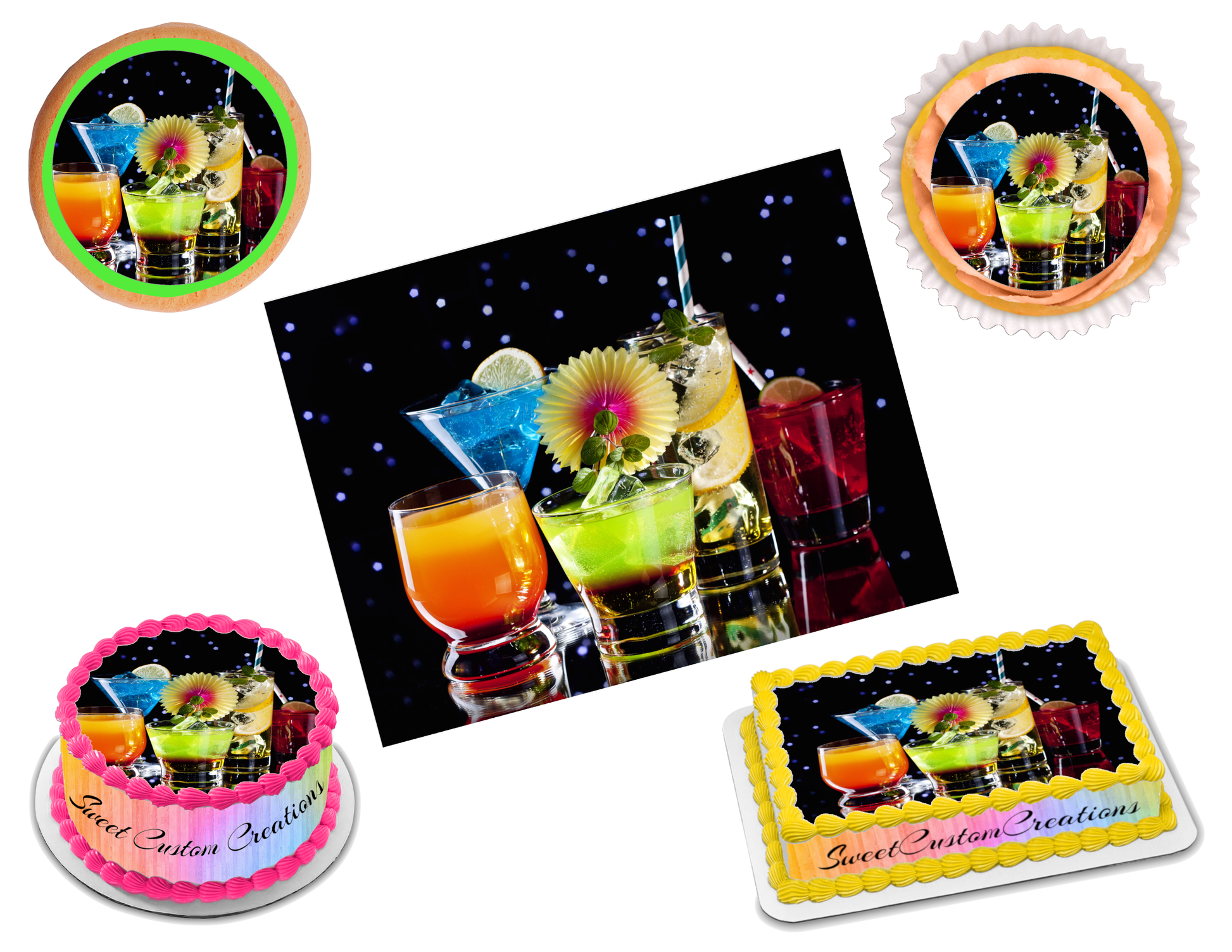 Cocktail Edible Image Frosting Sheet #6 (70+ sizes)