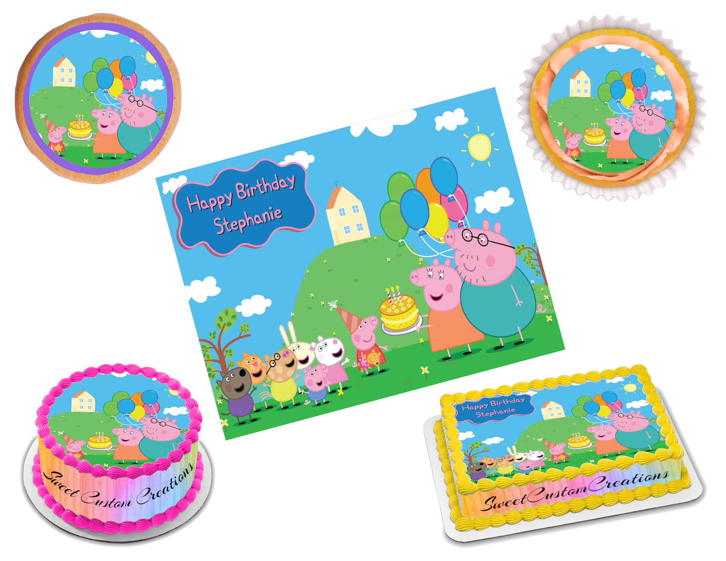 Peppa Pig Edible Image Frosting Sheet #7 (70+ sizes)