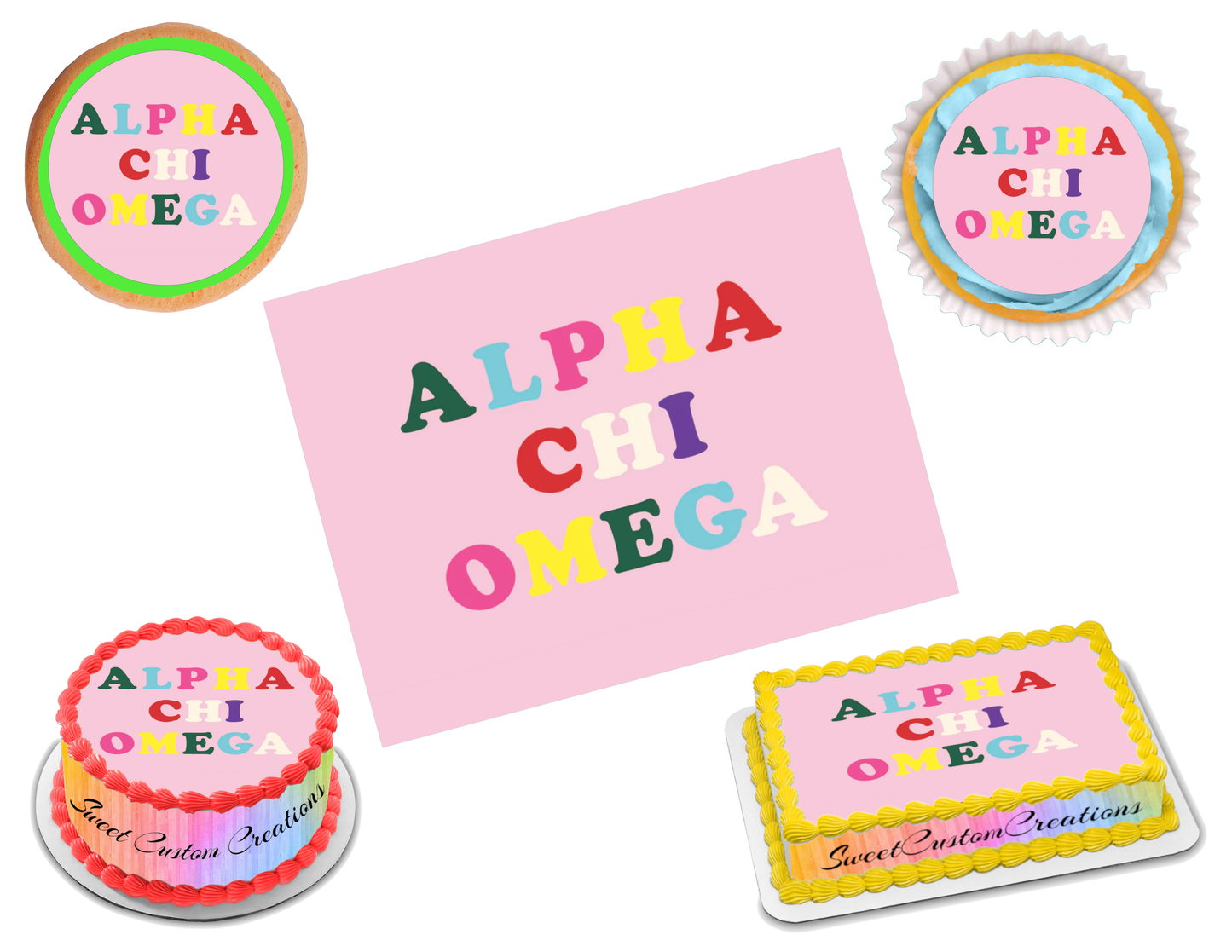 Alpha Chi Omega Edible Image Frosting Sheet #7 (70+ sizes)