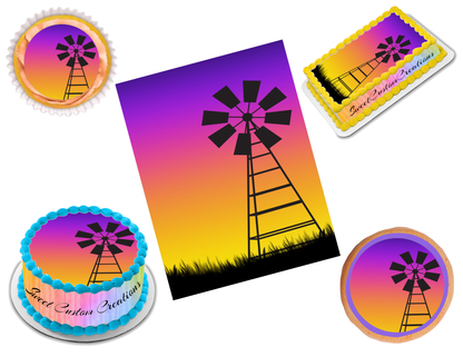 Windpump Windmill Edible Image Frosting Sheet #7 (70+ sizes)