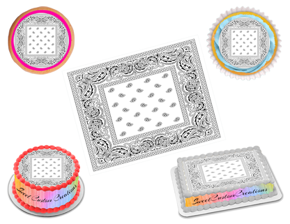 Bandana White Edible Image Frosting Sheet #86 Topper (70+ sizes)