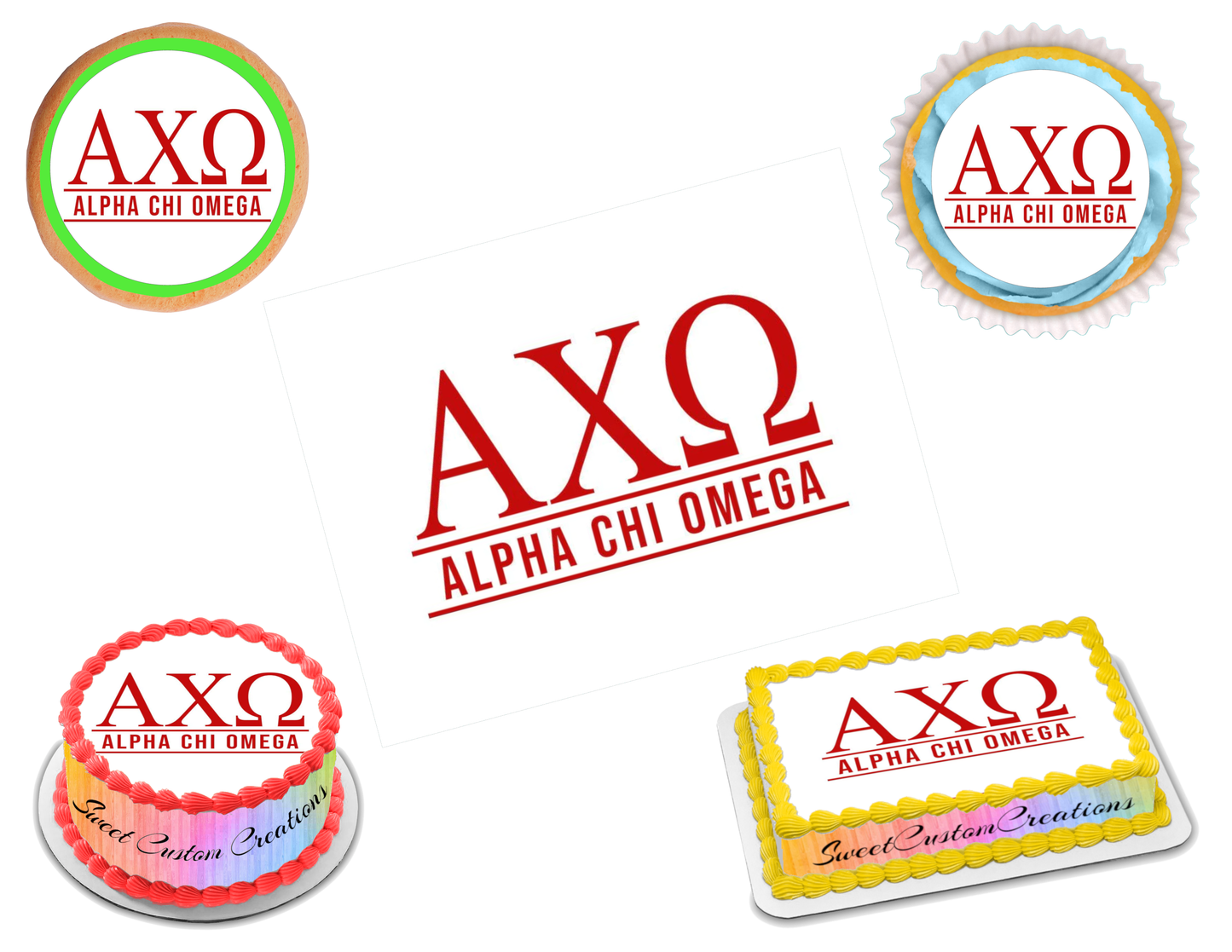 Alpha Chi Omega Edible Image Frosting Sheet #8 (70+ sizes)