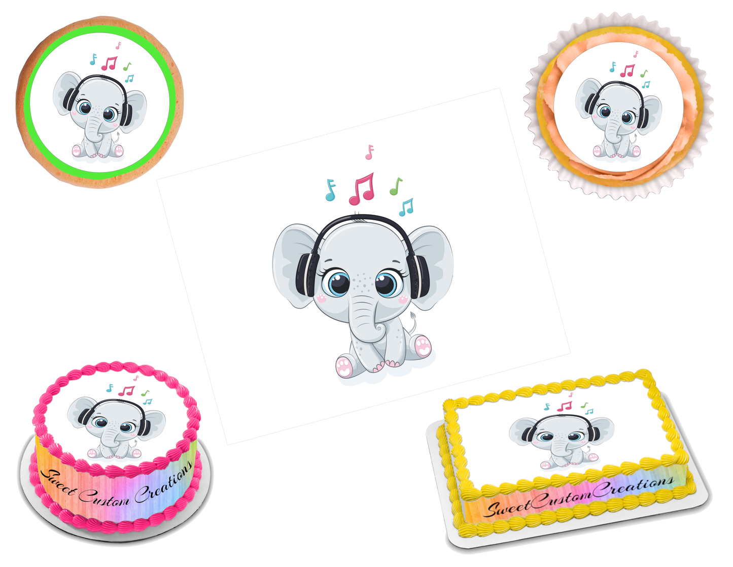 Elephant Edible Image Frosting Sheet #8 Topper (70+ sizes)