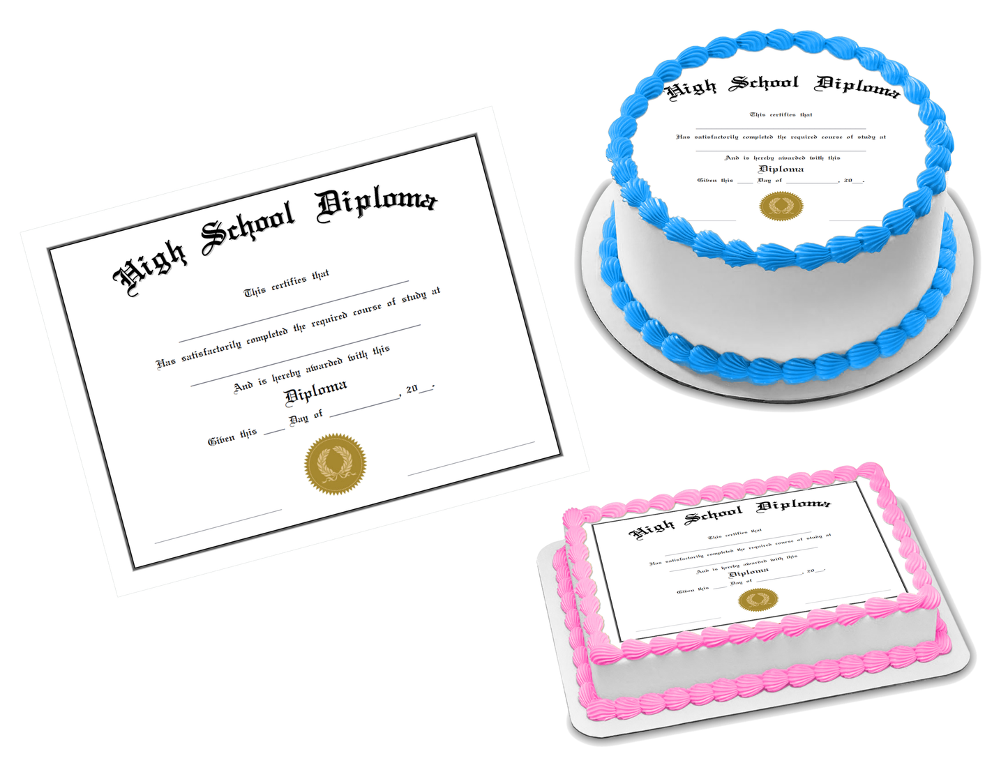 High School Diploma Graduation Edible Image Frosting Sheet #9 (70+ sizes)