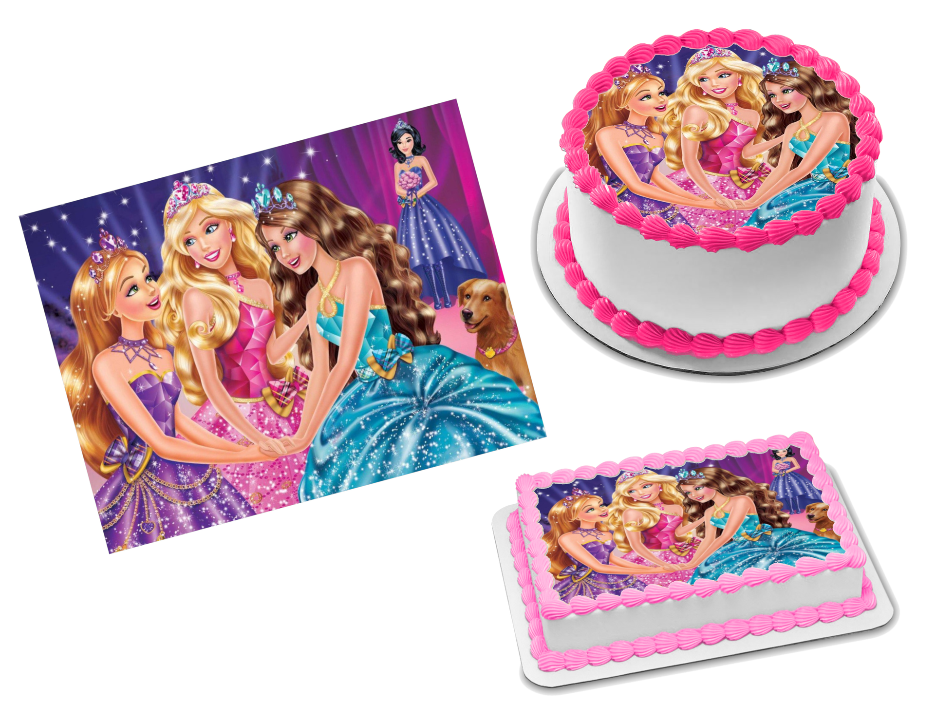 BARBIE Themed A4 Icing Sheet Cake Toppers For Birthday Party